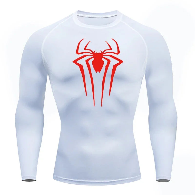 Men's Spider Print Long Sleeve Compression Shirt
