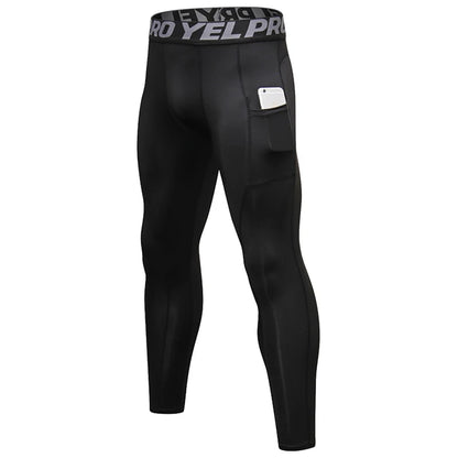 Men's Running Compression Tights with Phone Pocket - Athletic Leggings