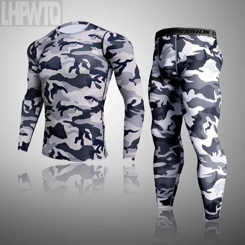 Men's Combat Camouflage Thermal Underwear Set - Winter Base Layer Compression Sports Set