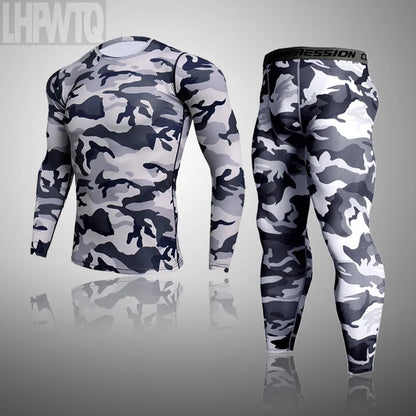 Men's Combat Camouflage Thermal Underwear Set - Winter Base Layer Compression Sports Set