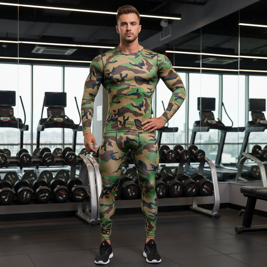 Men's Combat Camouflage Thermal Underwear Set - Winter Base Layer Compression Sports Set