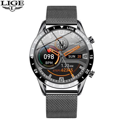 LIGE Luxury Steel Band Smart Watch - Full Touch Fitness Tracker