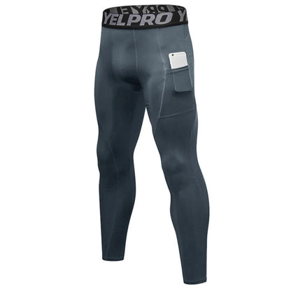 Men's Running Compression Tights with Phone Pocket - Athletic Leggings