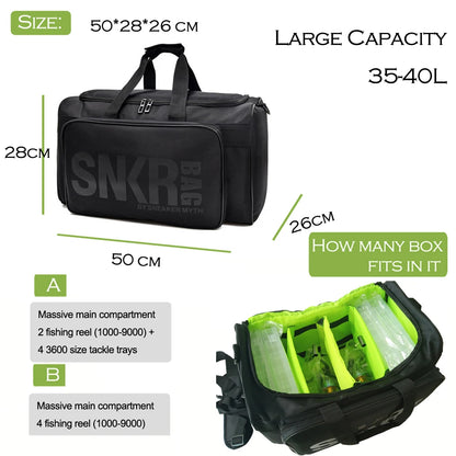 Large Multi-Compartment Sports Duffle - Waterproof Sneaker Gym Bag