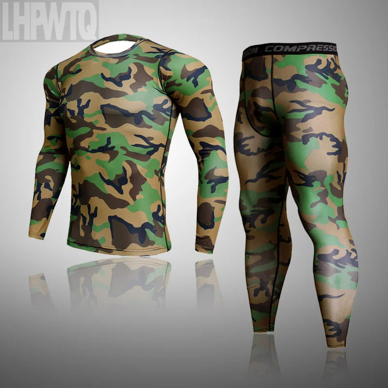 Men's Combat Camouflage Thermal Underwear Set - Winter Base Layer Compression Sports Set