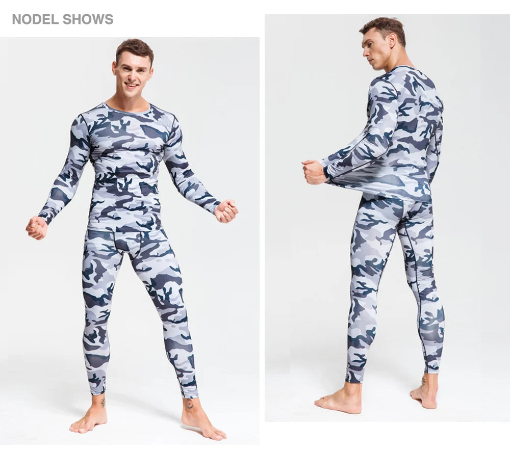 Men's Combat Camouflage Thermal Underwear Set - Winter Base Layer Compression Sports Set