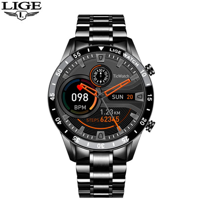 LIGE Luxury Steel Band Smart Watch - Full Touch Fitness Tracker