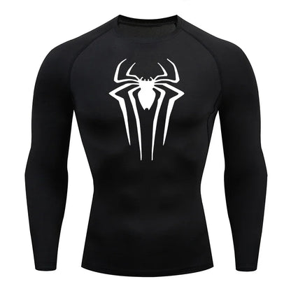 Men's Spider Print Long Sleeve Compression Shirt