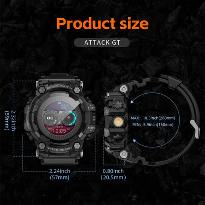 LOKMAT Attack-GT Rugged Smart Watch - Waterproof with Flashlight