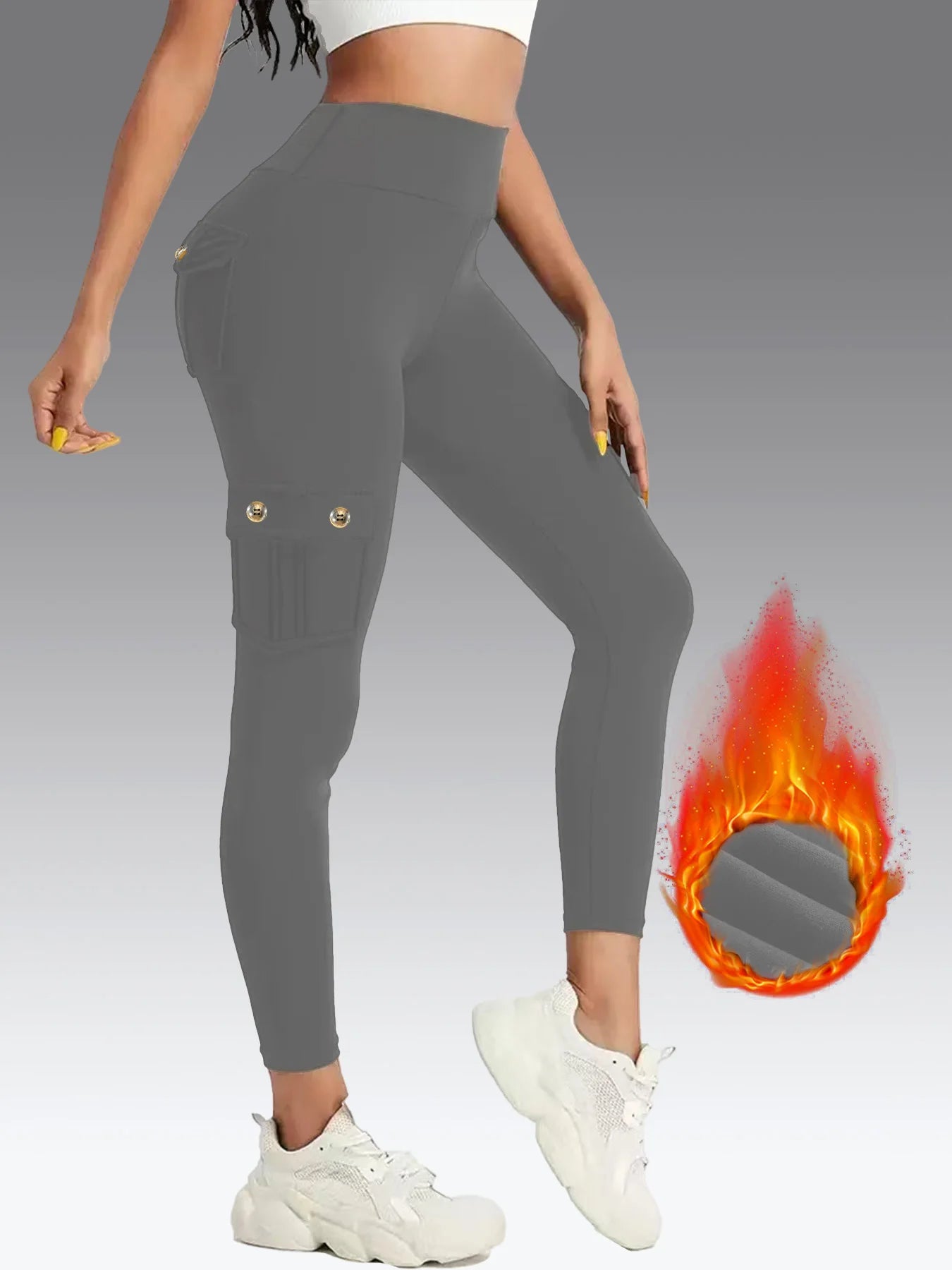 Cropped Cargo Leggings - Pocketed Comfort and Support