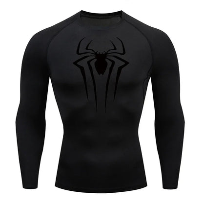 Men's Spider Print Long Sleeve Compression Shirt