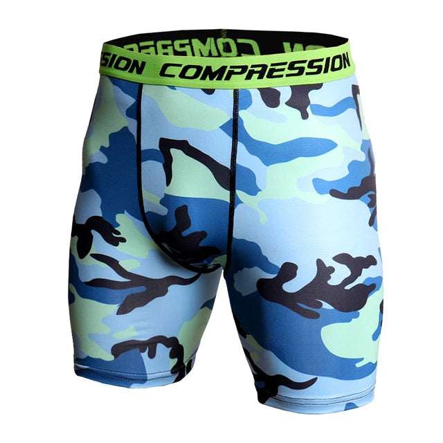 Men's Compression Shorts - 3D Camo Print Performance Tights for Gym & Running