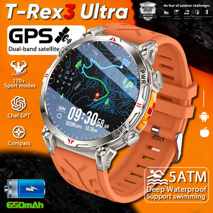 Military GPS Smart Watch - 5ATM Waterproof Rugged Tracker