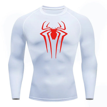 Men's Spider Print Long Sleeve Compression Shirt