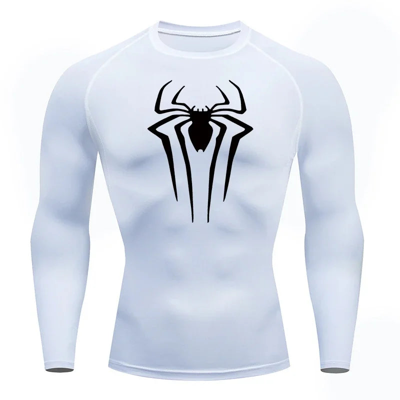 Men's Spider Print Long Sleeve Compression Shirt