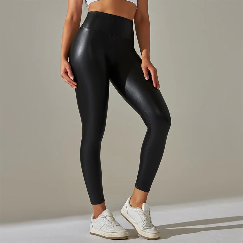 High-Waist PU Leggings - Butt-Lift Fit and Comfort