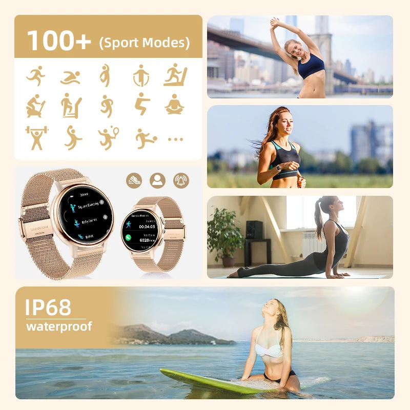 1.26 inch AMOLED Smart Watch for Women - Waterproof Fitness Tracker