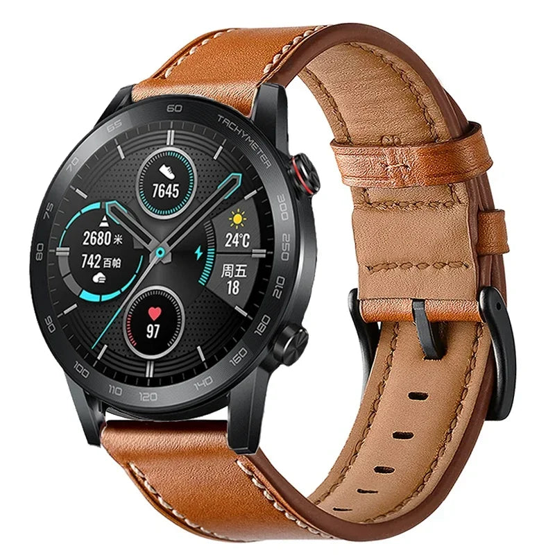 Genuine Leather Watch Strap - Replacement Band for Smartwatches