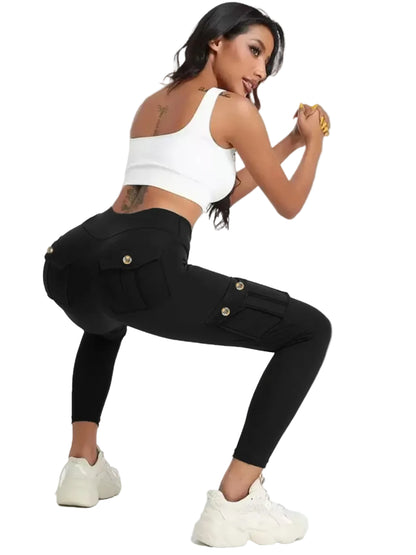 Cropped Cargo Leggings - Pocketed Comfort and Support