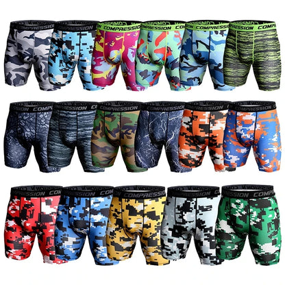 Men's Compression Shorts - 3D Camo Print Performance Tights for Gym & Running