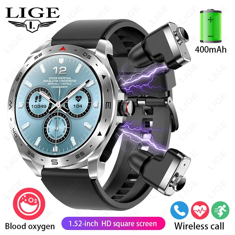 LIGE 2-in-1 Smart Watch with Earbuds - AMOLED Fitness Tracker