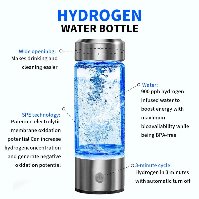 Portable Hydrogen Water Bottle About 420 ML - Hydrogen-rich Water