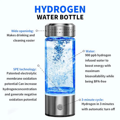 Portable Hydrogen Water Bottle About 420 ML - Hydrogen-rich Water