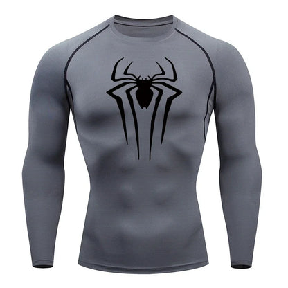 Men's Spider Print Long Sleeve Compression Shirt