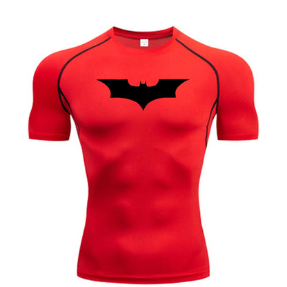 Men's Bat Print Compression Shirt - Performance Running & Gym T-Shirt