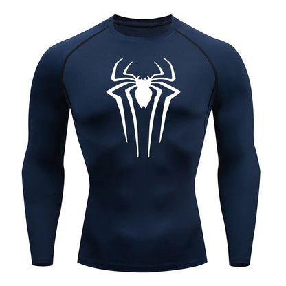 Men's Spider Print Long Sleeve Compression Shirt