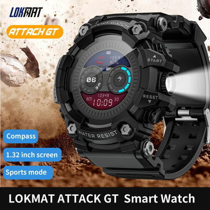 LOKMAT Attack-GT Rugged Smart Watch - Waterproof with Flashlight