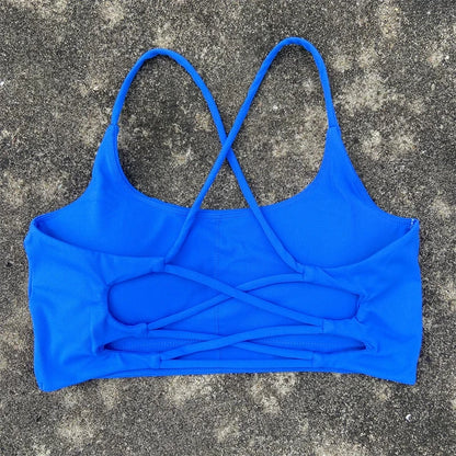 Cross-Back Strappy Sports Bra - Padded Low-Impact Yoga Top