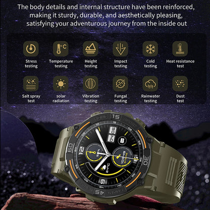 Military Rugged Smart Watch - HD Screen with Flashlight