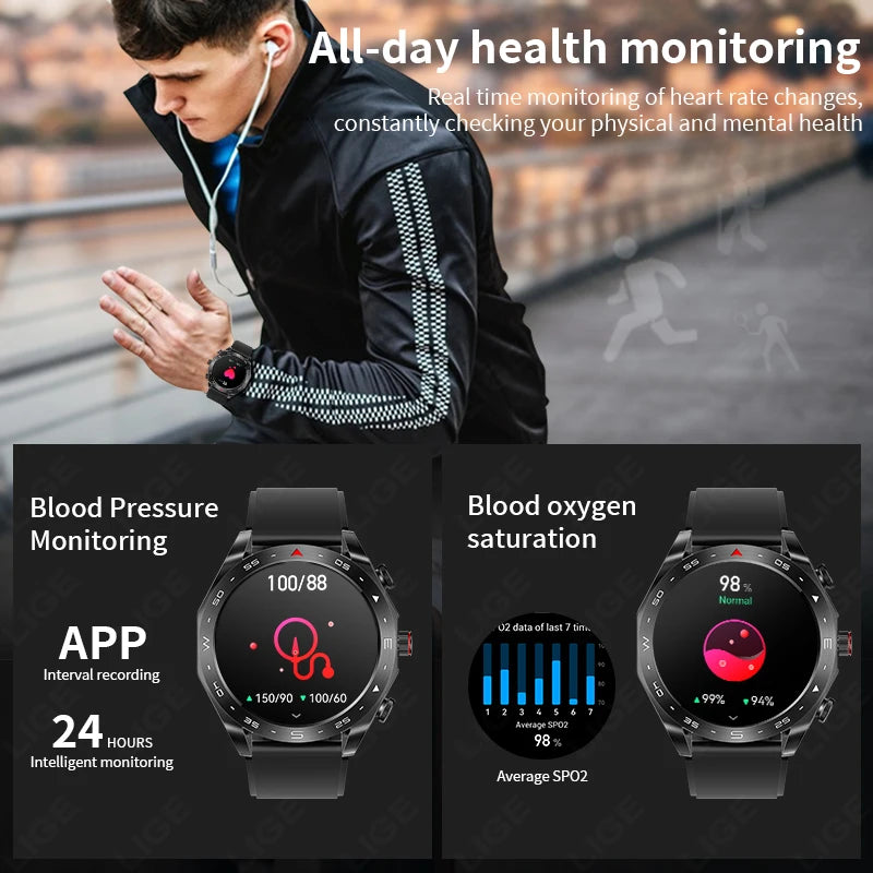 LIGE 2-in-1 Smart Watch with Earbuds - AMOLED Fitness Tracker