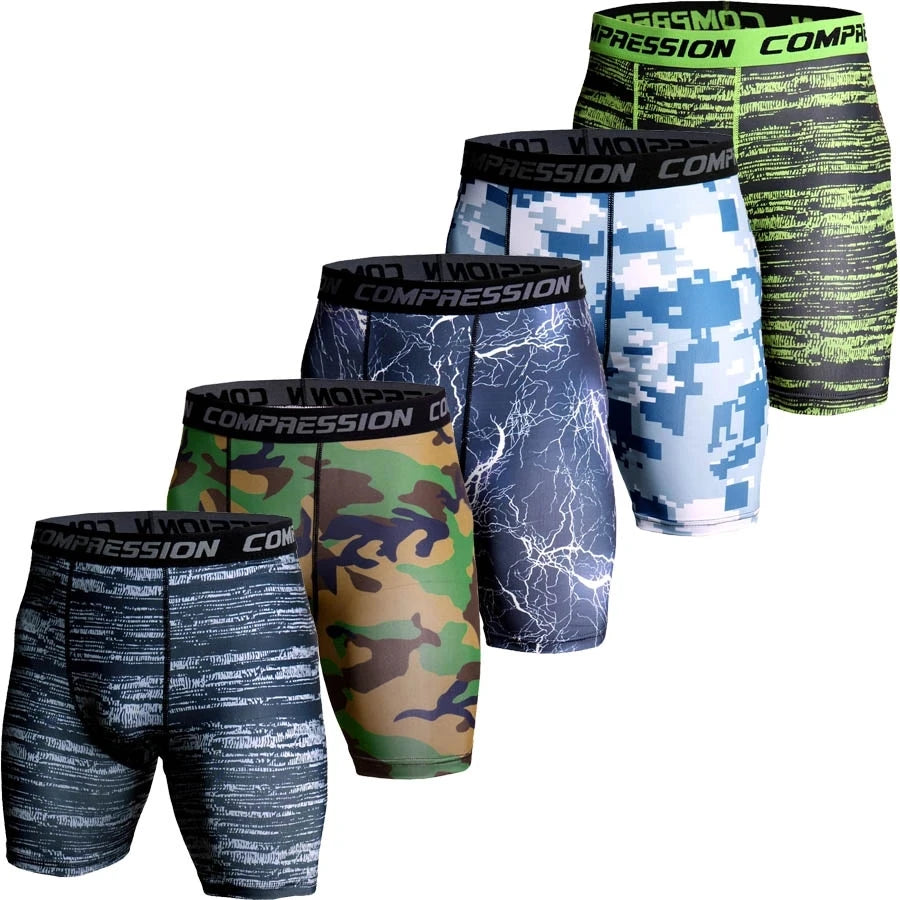 Men's Compression Shorts - 3D Camo Print Performance Tights for Gym & Running