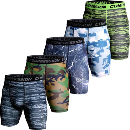 Men's Compression Shorts - 3D Camo Print Performance Tights for Gym & Running