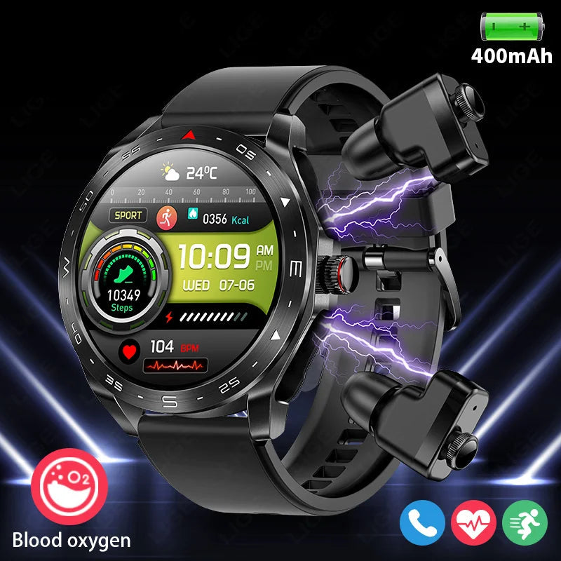 LIGE 2-in-1 Smart Watch with Earbuds - AMOLED Fitness Tracker