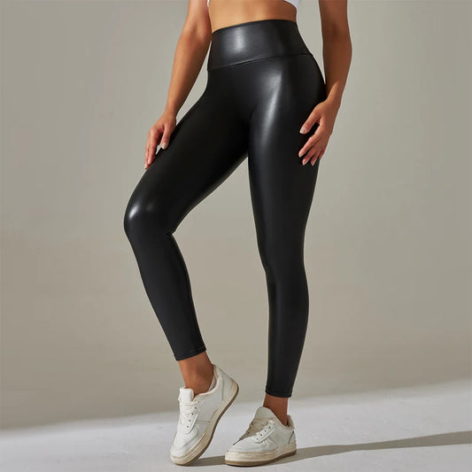 High-Waist PU Leggings - Butt-Lift Fit and Comfort