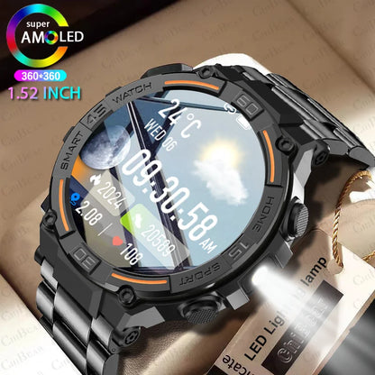 Military Rugged Smart Watch - HD Screen with Flashlight
