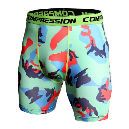 Men's Compression Shorts - 3D Camo Print Performance Tights for Gym & Running