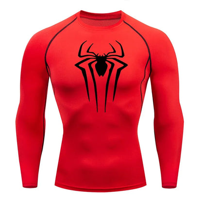 Men's Spider Print Long Sleeve Compression Shirt