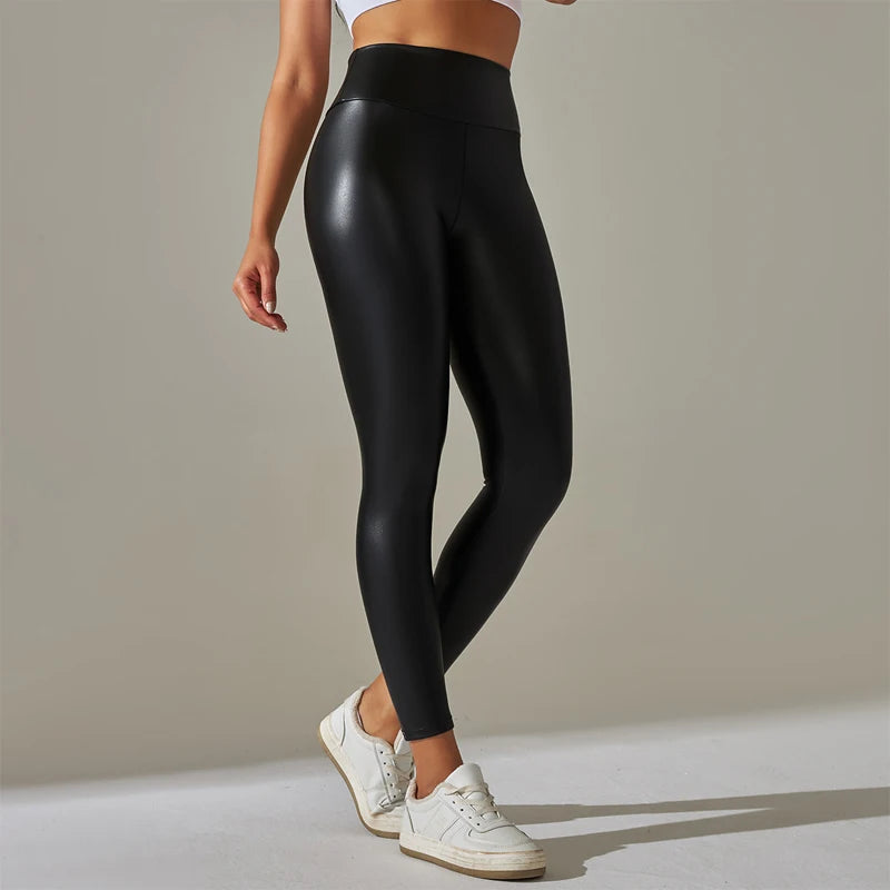 High-Waist PU Leggings - Butt-Lift Fit and Comfort