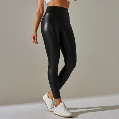 High-Waist PU Leggings - Butt-Lift Fit and Comfort