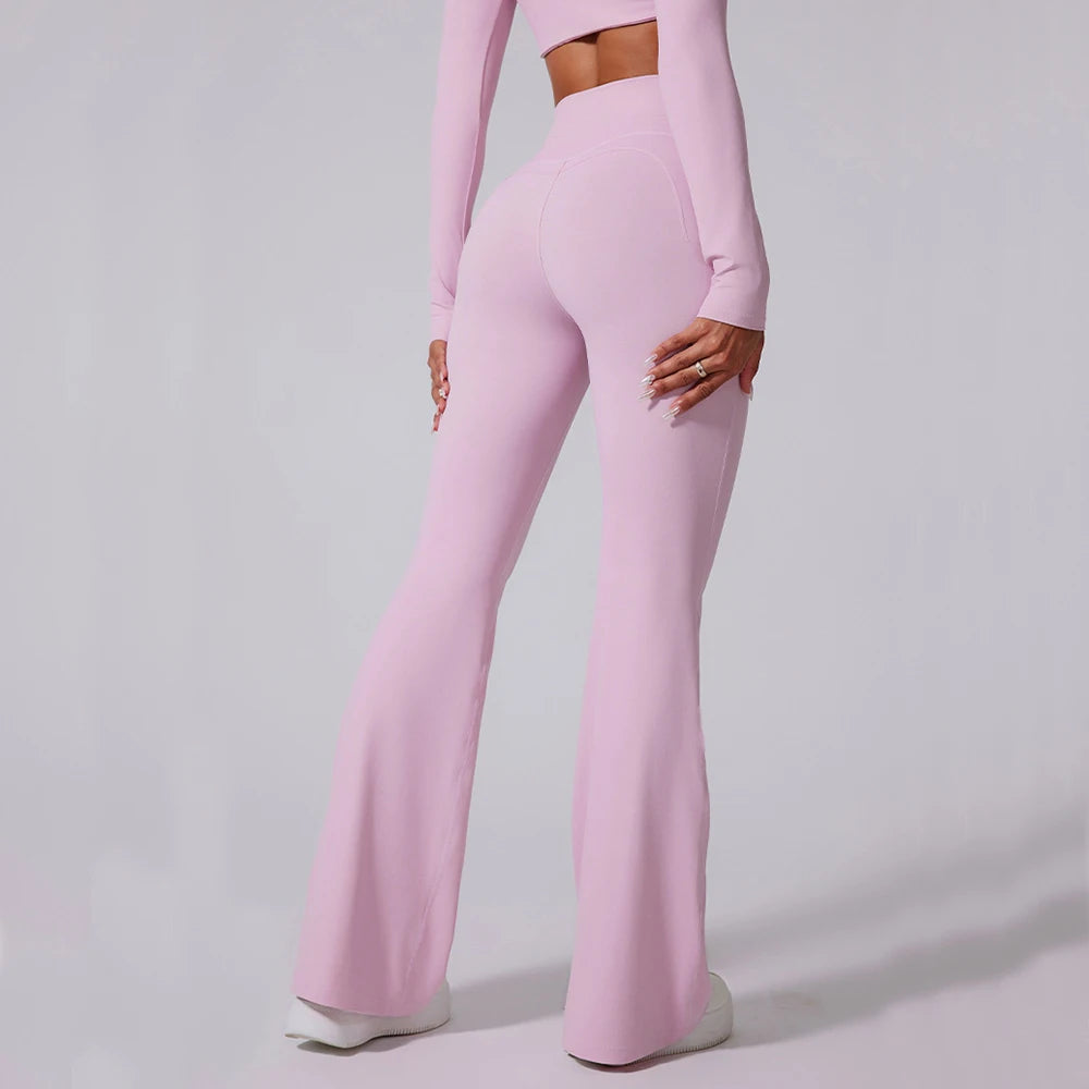Flared Yoga Pants - High Waist Support and Stretch Comfort