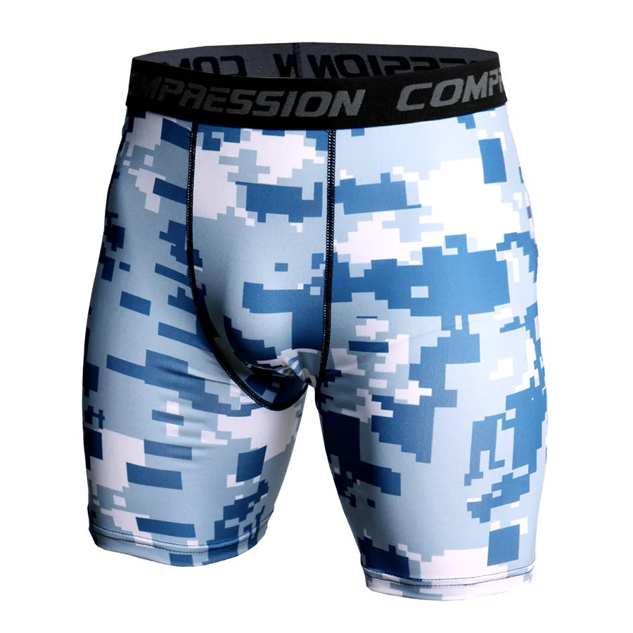 Men's Compression Shorts - 3D Camo Print Performance Tights for Gym & Running