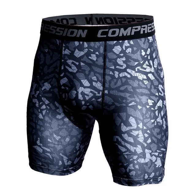 Men's Compression Shorts - 3D Camo Print Performance Tights for Gym & Running