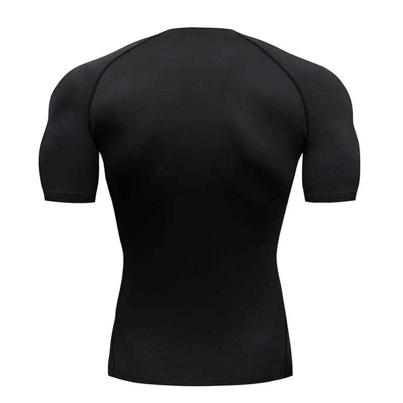 Men's Bat Print Compression Shirt - Performance Running & Gym T-Shirt