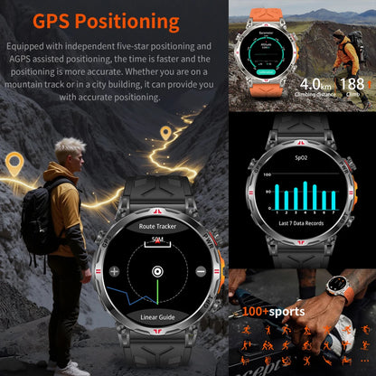 Military GPS Smart Watch - 5ATM Waterproof Rugged Tracker