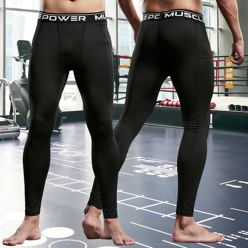 Men's Dry-Fit Compression Trousers - High-Stretch Gym Leggings