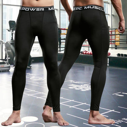 Men's Dry-Fit Compression Trousers - High-Stretch Gym Leggings